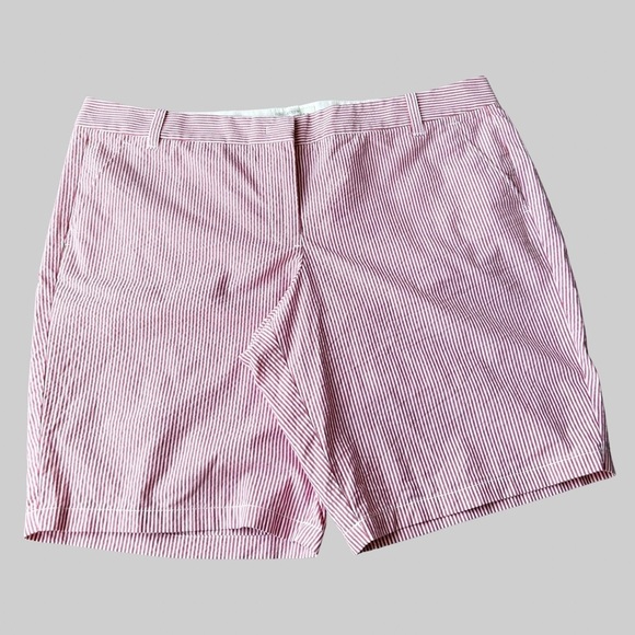 J.Crew RED  AND WHITE STRIPED BURMUDA SHORTS - Picture 1 of 9